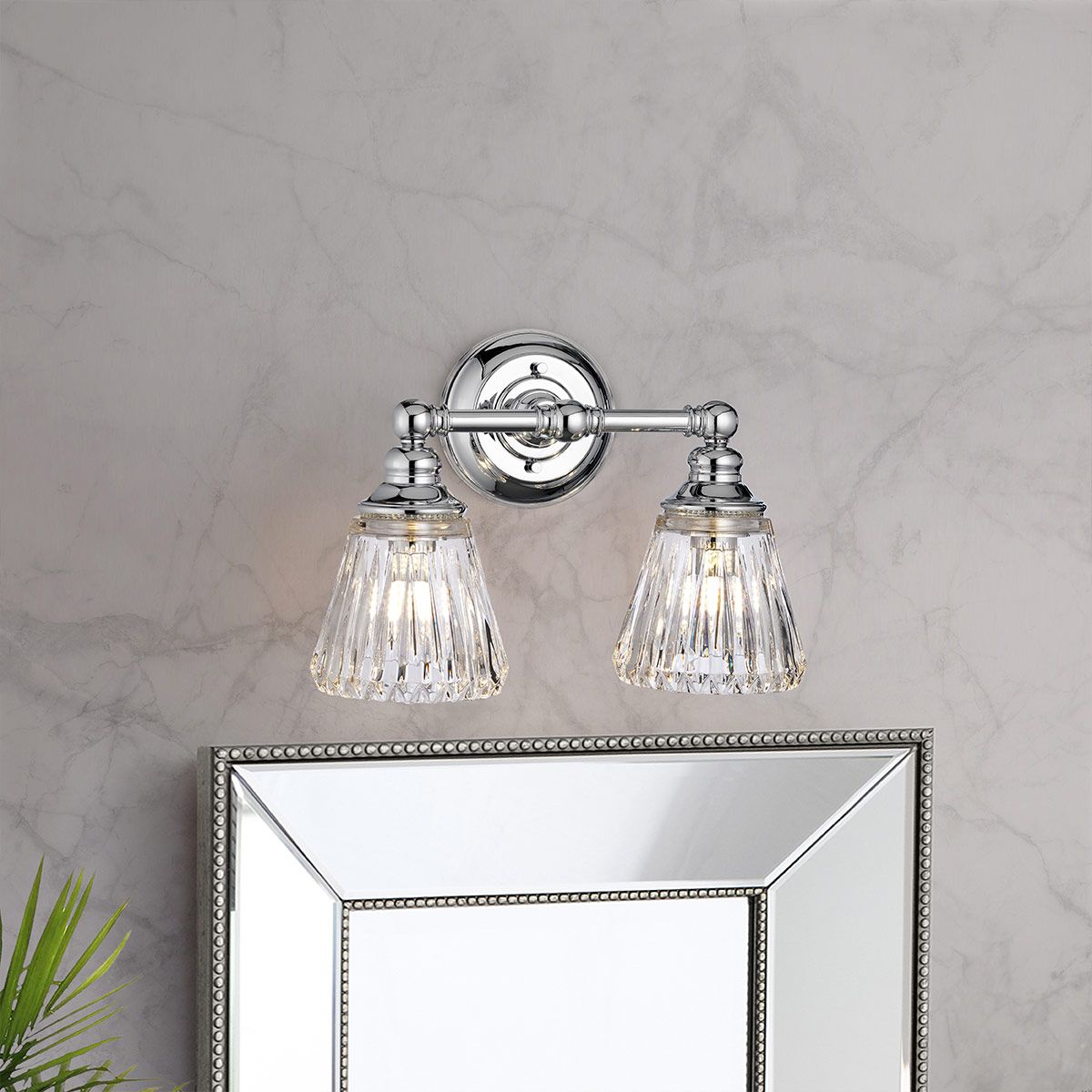 Keynes 2 Light Polished Chrome Bathroom Wall Light