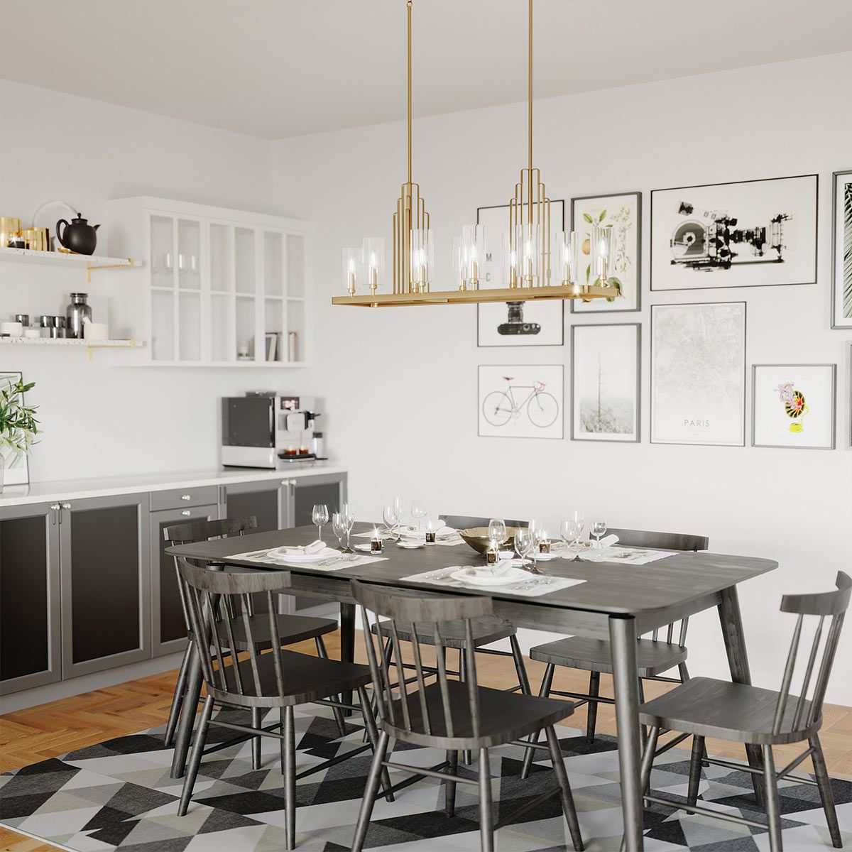 Kimrose 10 Light Linear Brass Chandelier