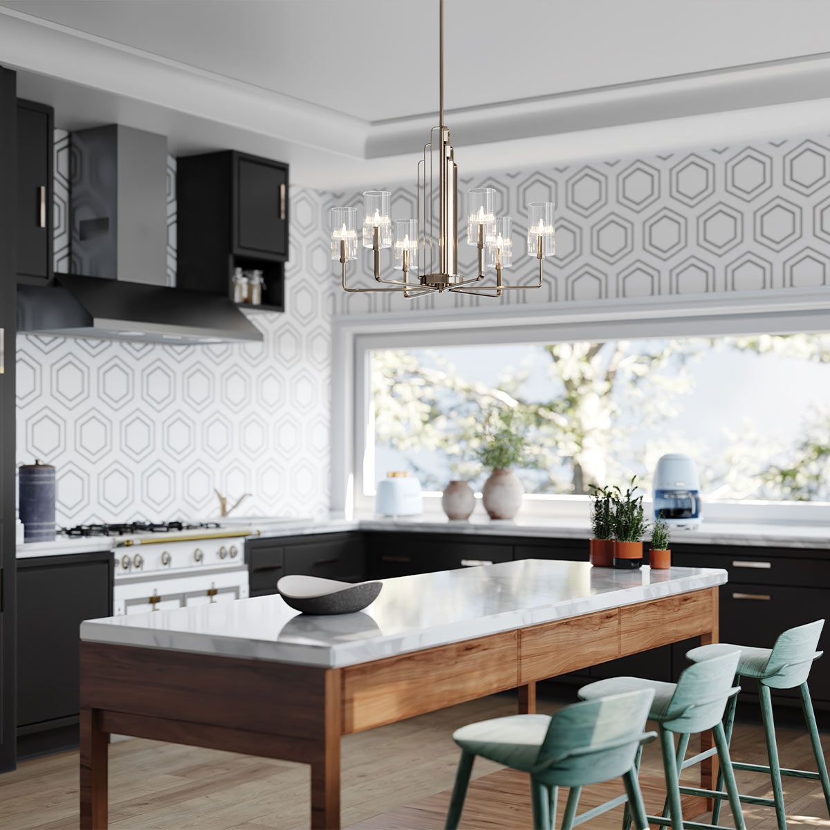 Kimrose 6 Light Nickel Chandelier