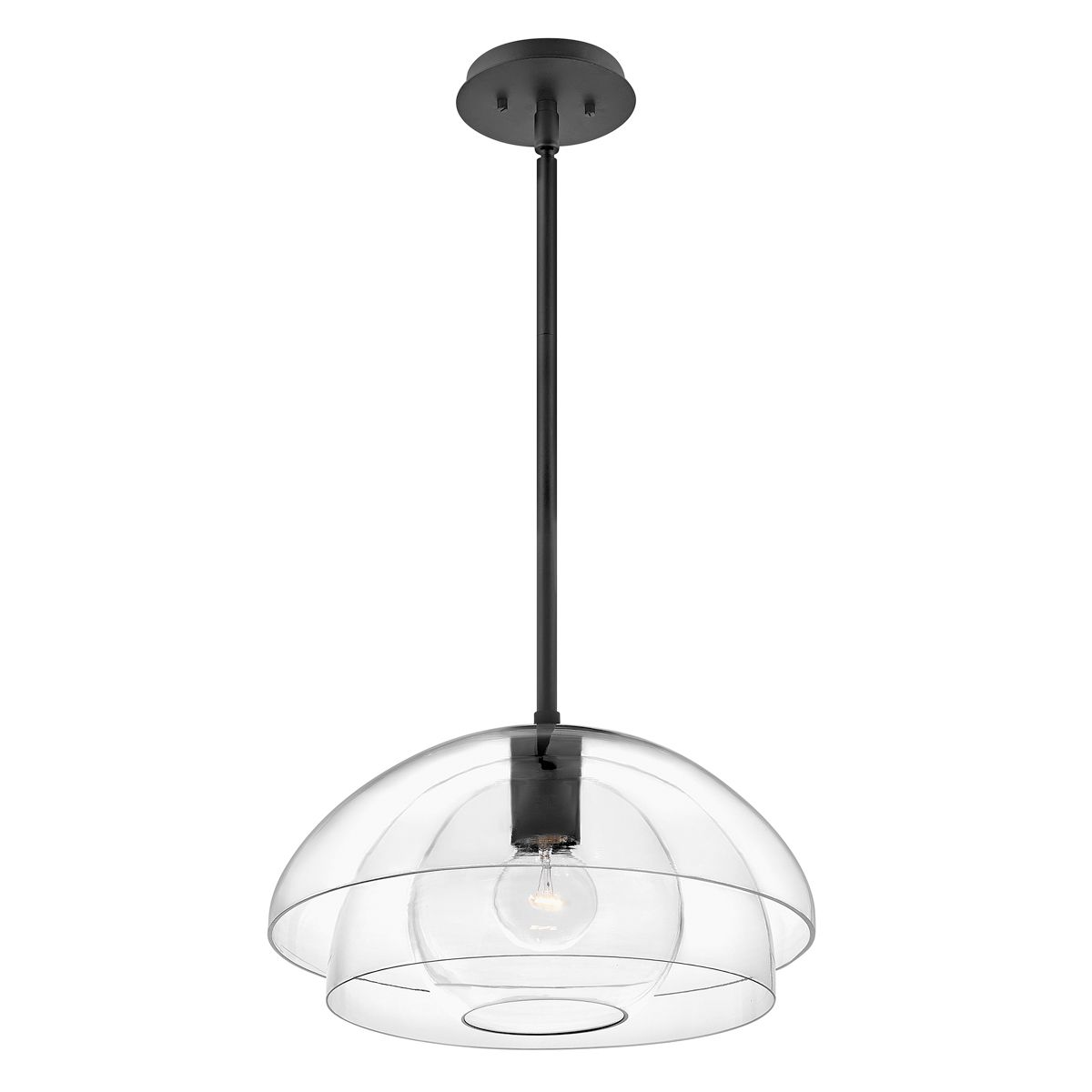 Lotus 1 Light Glass Black Ceiling Pendant / Semi-flush Light By Quintiesse Lighting QN-LOTUS-P-BLK