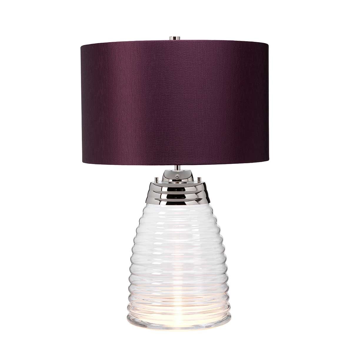 Milne Glass Table Lamp with Aubergine Shade