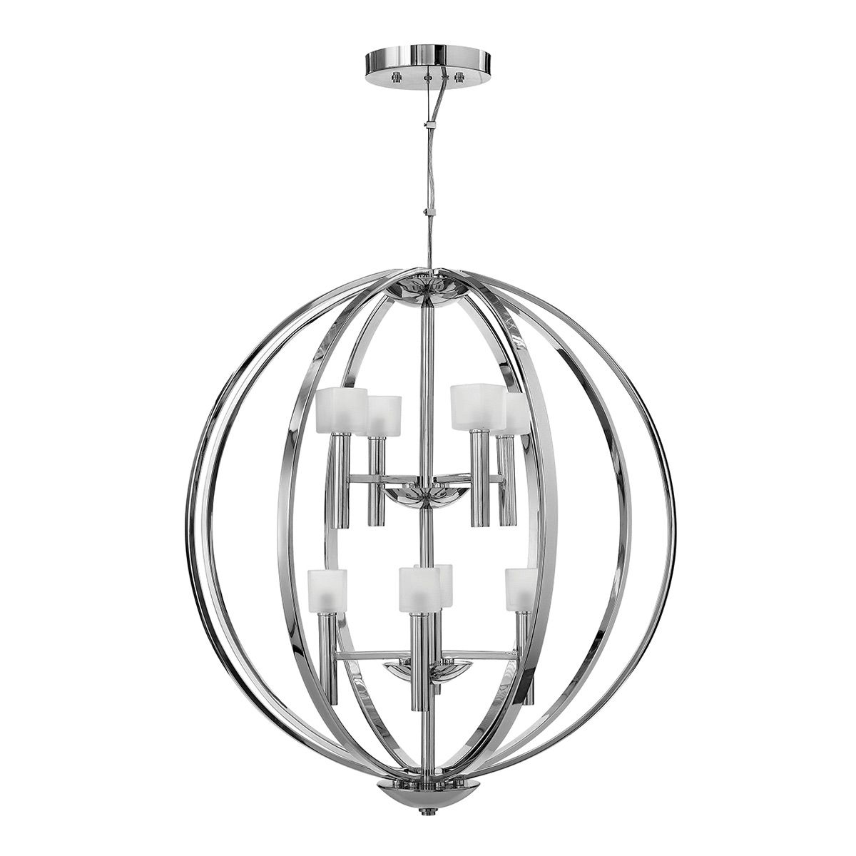 Mondo 8 Light Polished Nickel Art Deco Chandelier By Quintiesse Lighting QN-MONDO8