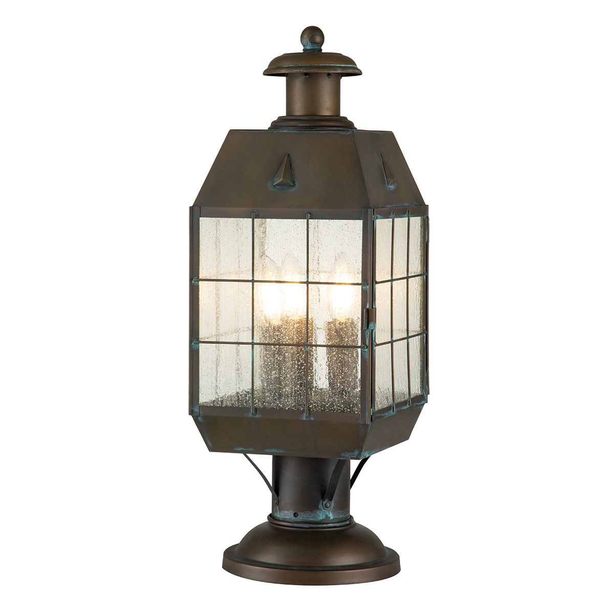 Nantucket 3 Light Large Brass Outdoor Pedestal Lantern QN-NANTUCKET3-L-AS by Hinkley