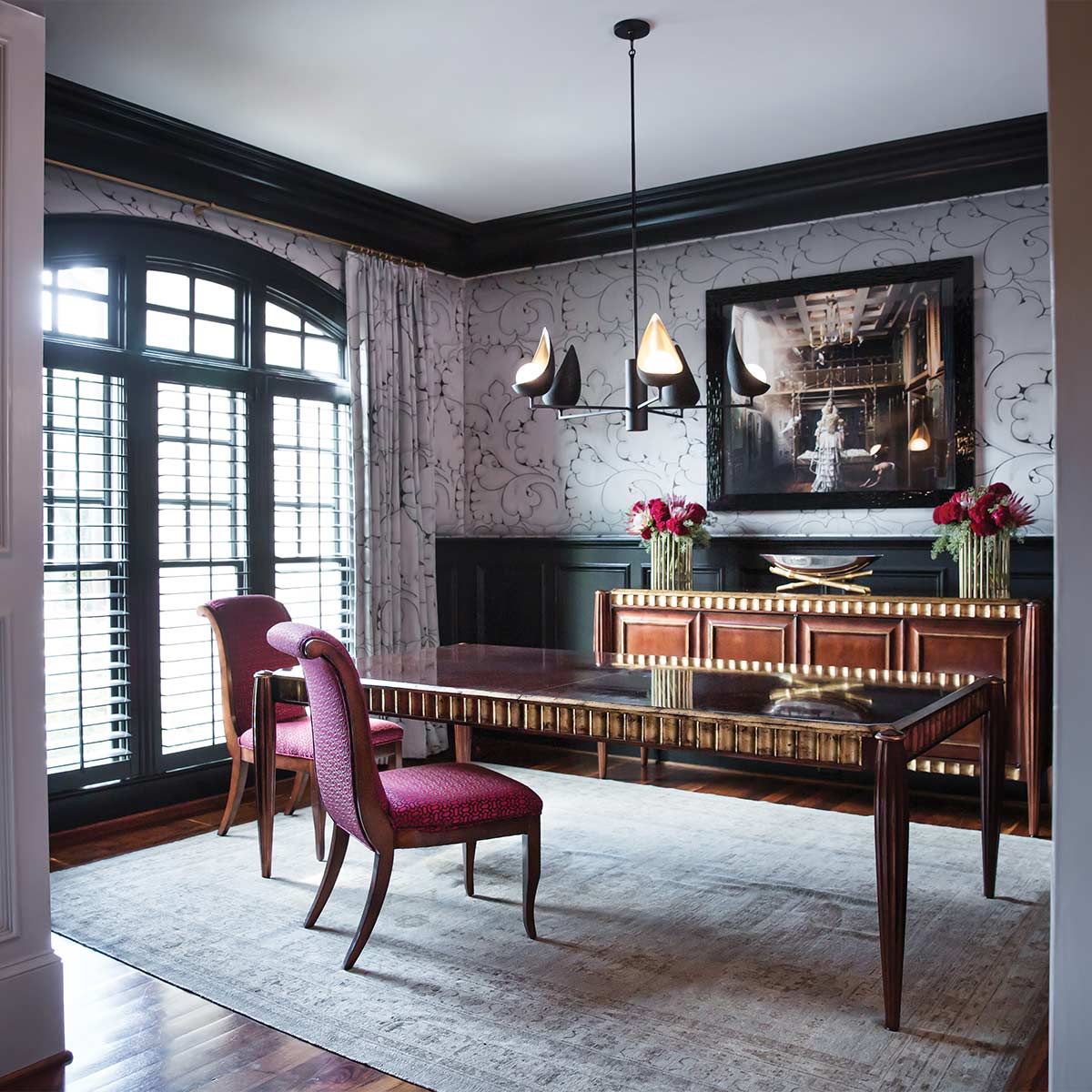 Ren 5 Light Black and Gold Modern Chandelier