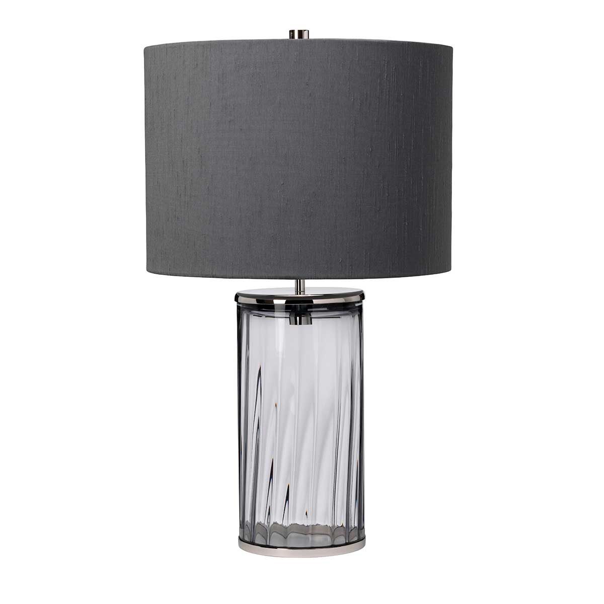 Reno Smoked Glass & Polished Nickel Table Lamp