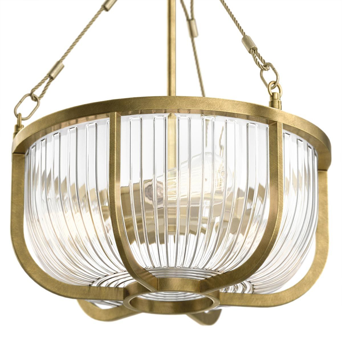 Roux 3 Light Brass Pendant or Semi Flush