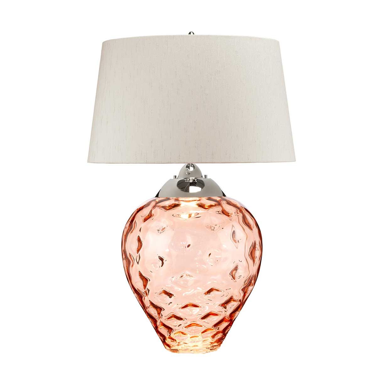 Samara Large Salmon Pink Glass Table Lamp