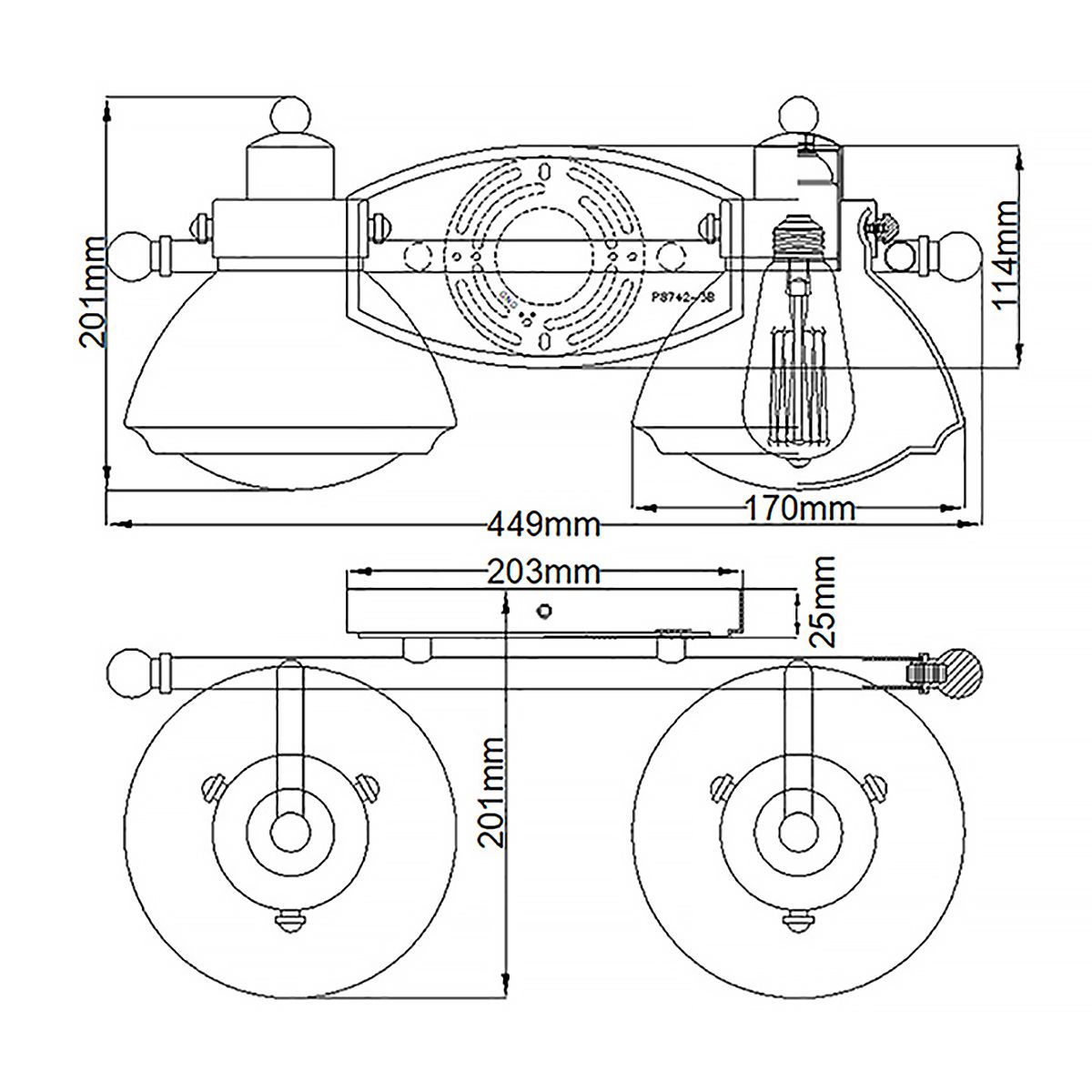 Scholar 2 Light Polished Chrome Bathroom Wall Light