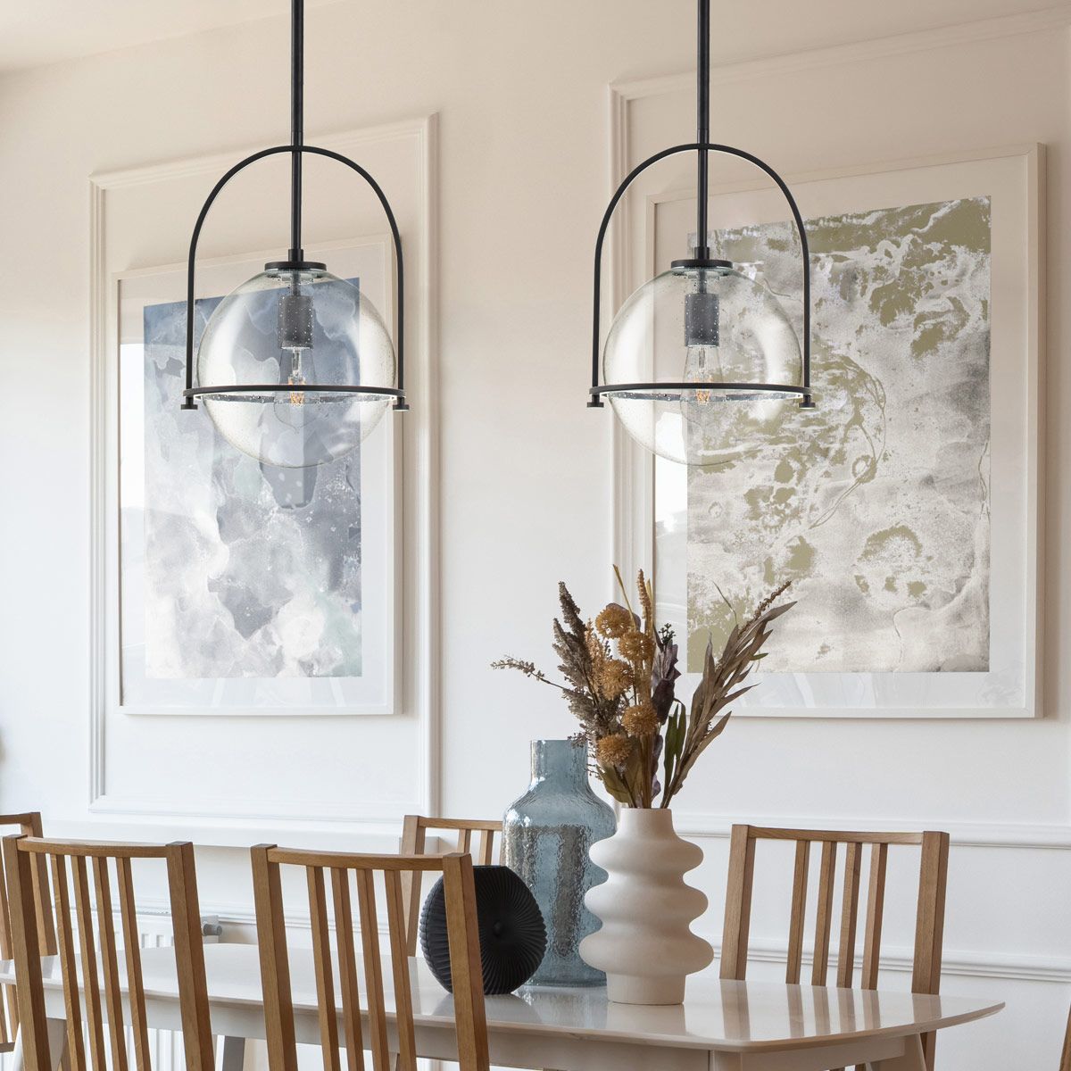 Somerset 1 Light Medium Black and Clear Pendant Light