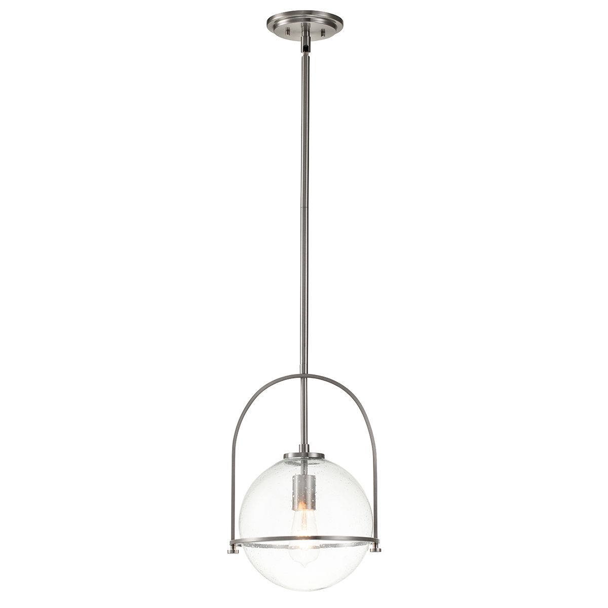 Somerset 1 Light Medium Nickel/Clear Pendant Light By Quintiesse Lighting QN-SOMERSET-P-C-BN