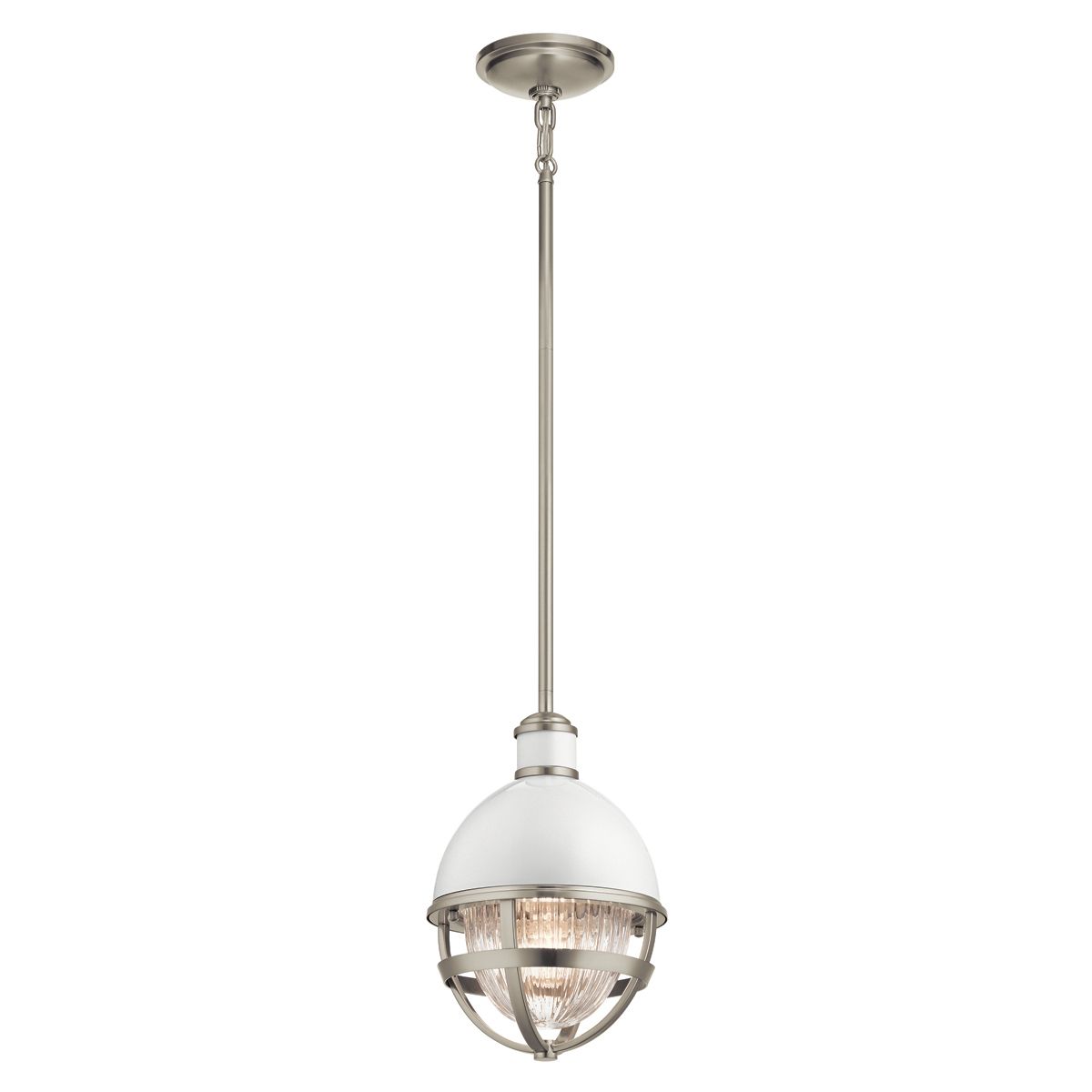 Tollis 1 Light Mini Nickel/White Living Room Pendant Light By Quintiesse Lighting QN-TOLLIS-MP-BN