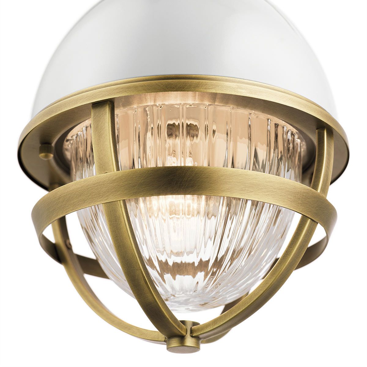 Tollis 1 Light Mini Brass and White Pendant Light