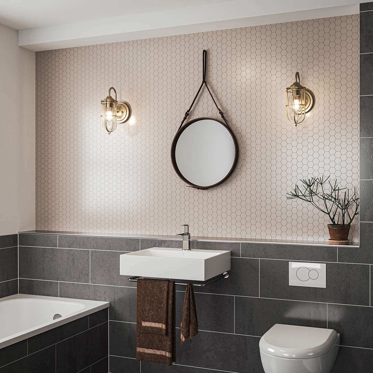 Urban Restoration 1 Light Brass Bathroom Wall Light