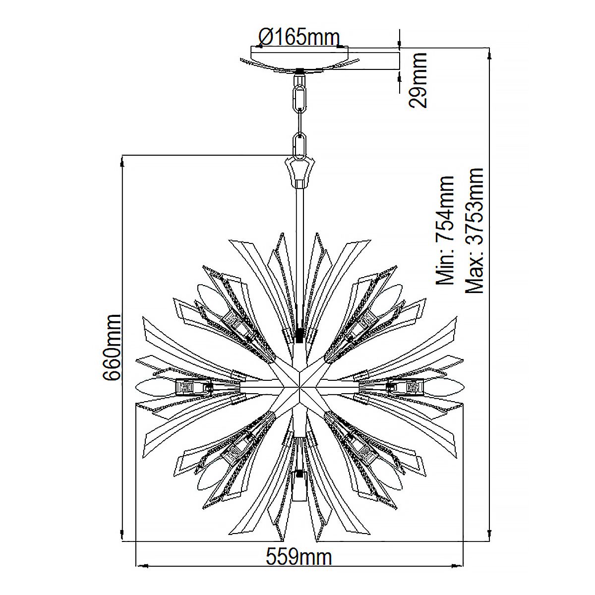Vida 13 Light Small Gold Pendant Light