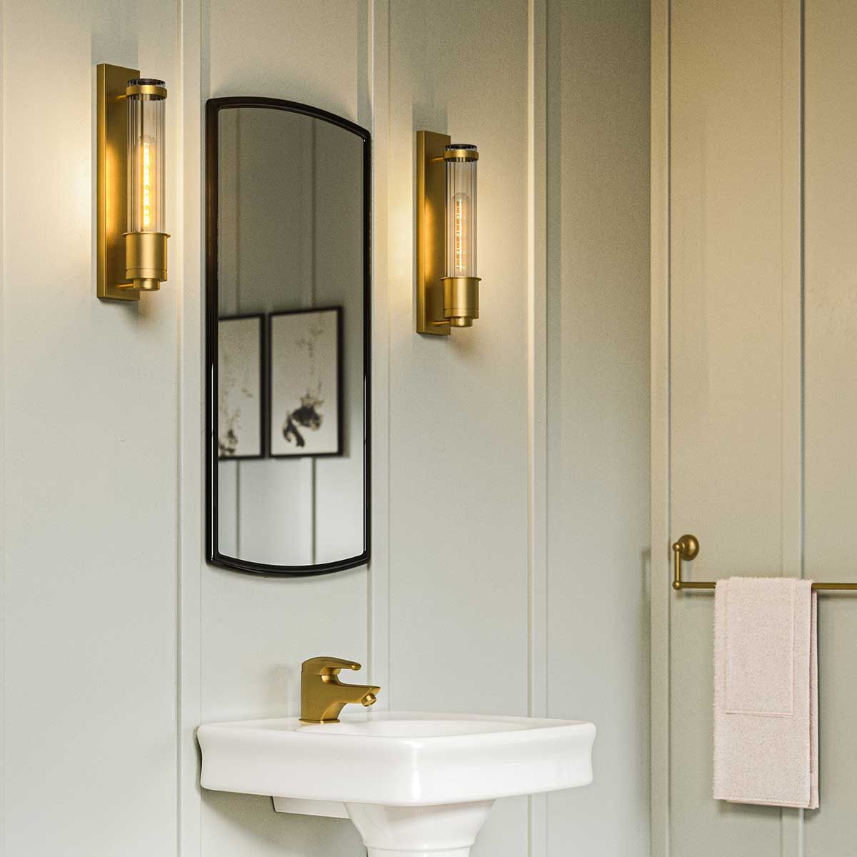Wellington 1 Light Aged Brass Bathroom Wall Light
