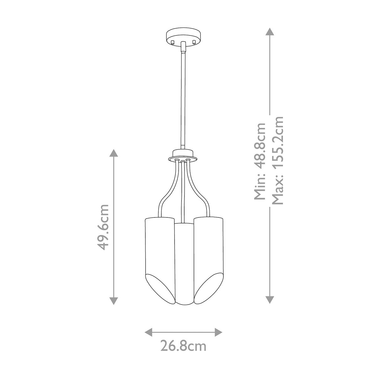 Elstead Quinto 3 Light Grey Polished Nickel Chandelier
