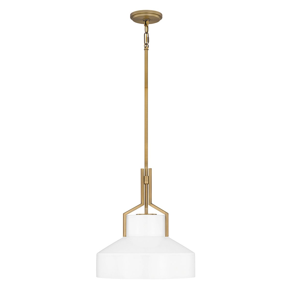 Quoizel Brecken Aged Brass and Cased Opal glass Shade Ceiling Pendant Light
