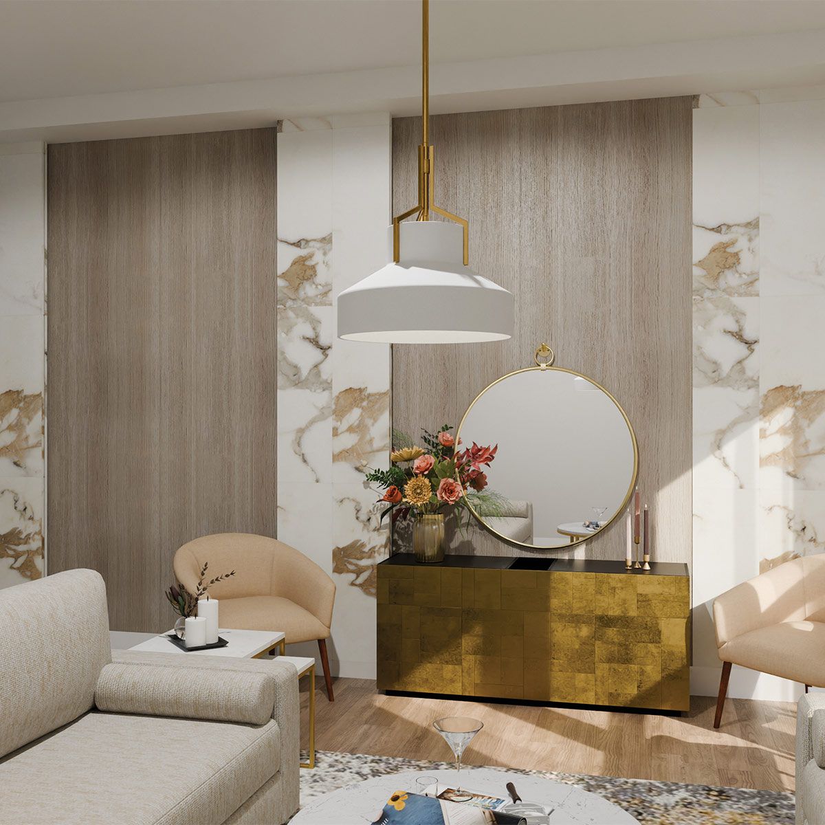 Quoizel Brecken Aged Brass and Cased Opal glass Shade Ceiling Pendant Light