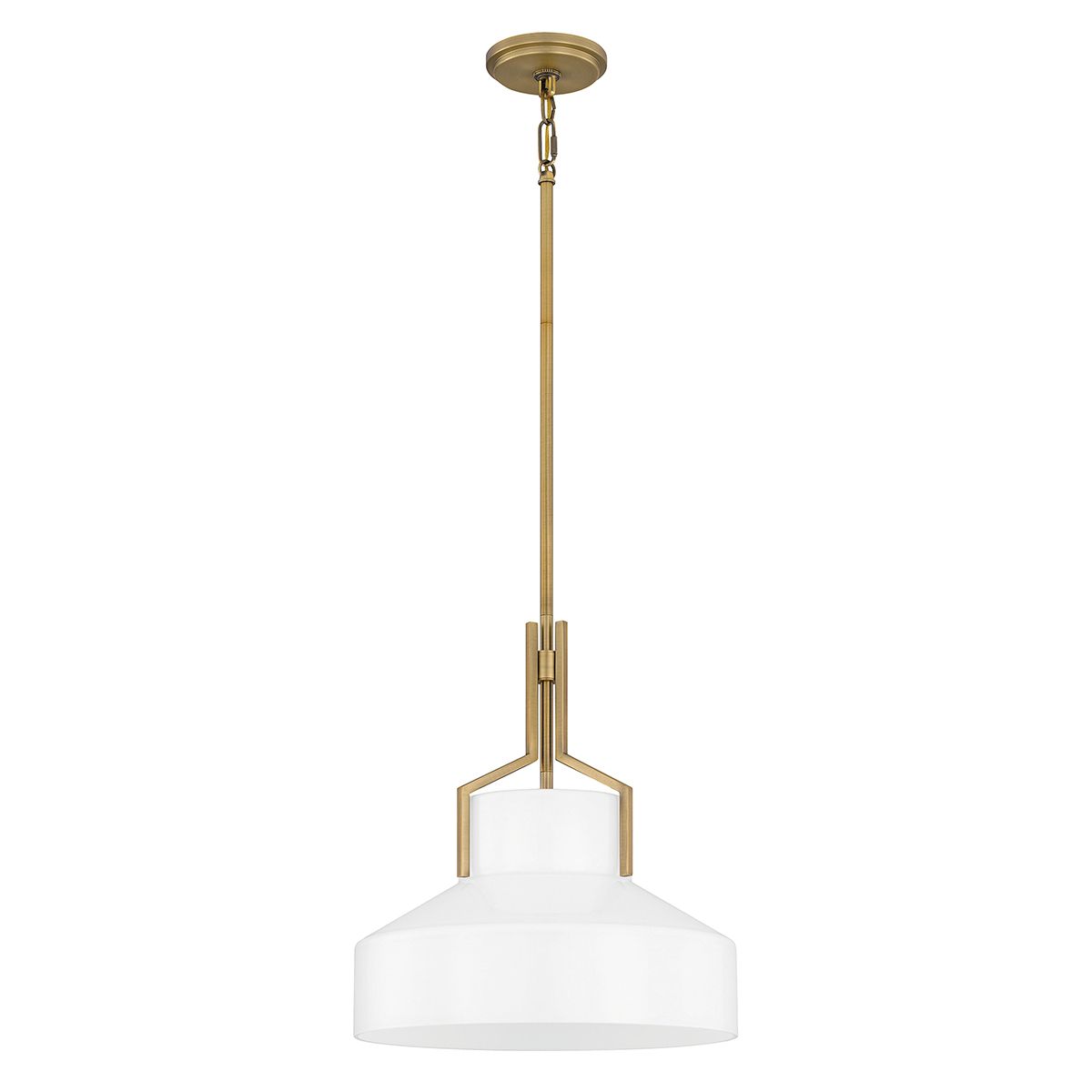 Quoizel Brecken Aged Brass and Cased Opal glass Shade Ceiling Pendant Light