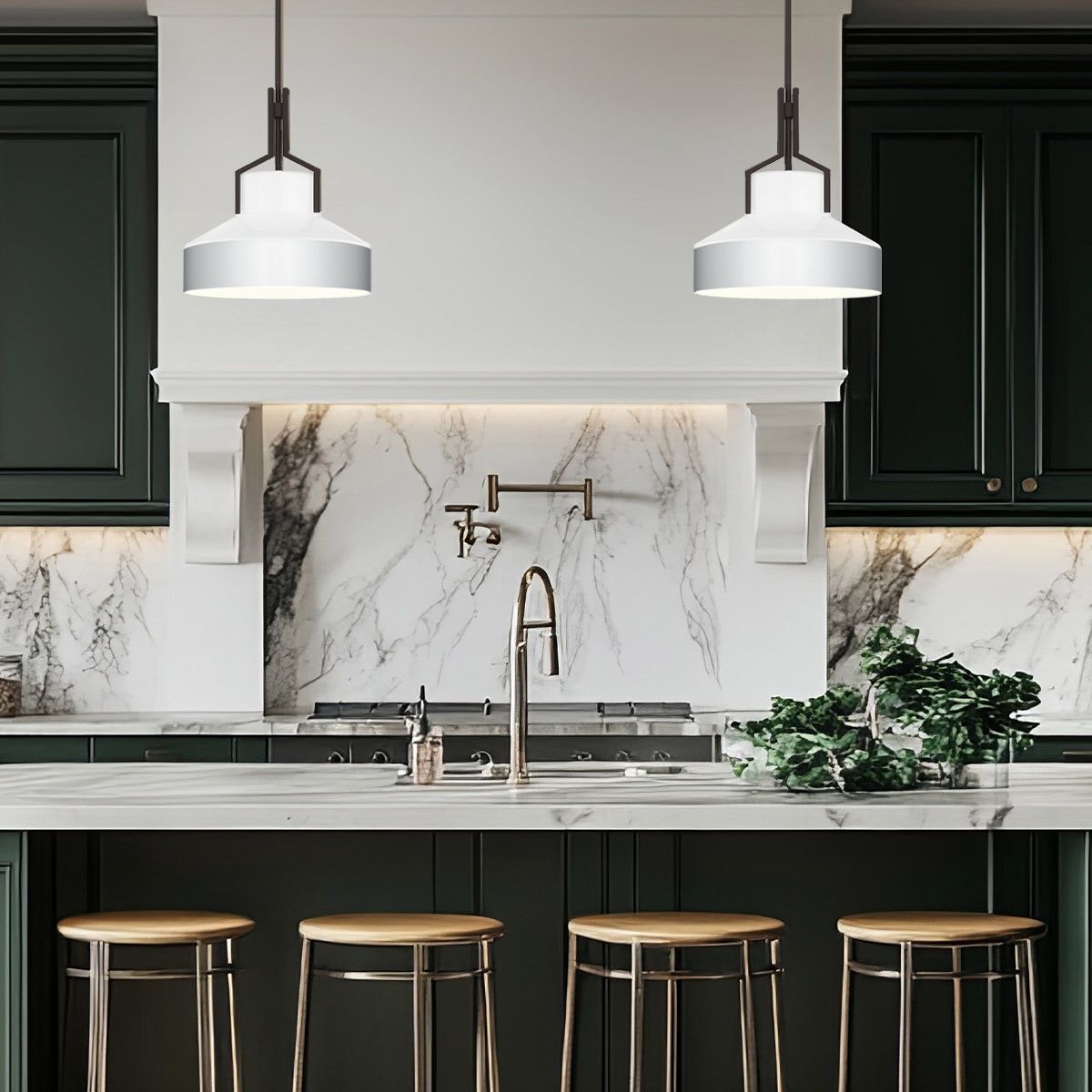 Quoizel Brecken Old Bronze and faux Alabaster glass Shade Ceiling Pendant Light