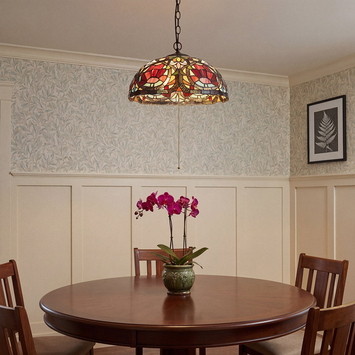 Quoizel Larissa Tiffany Ceiling Pendant Light — full profile view