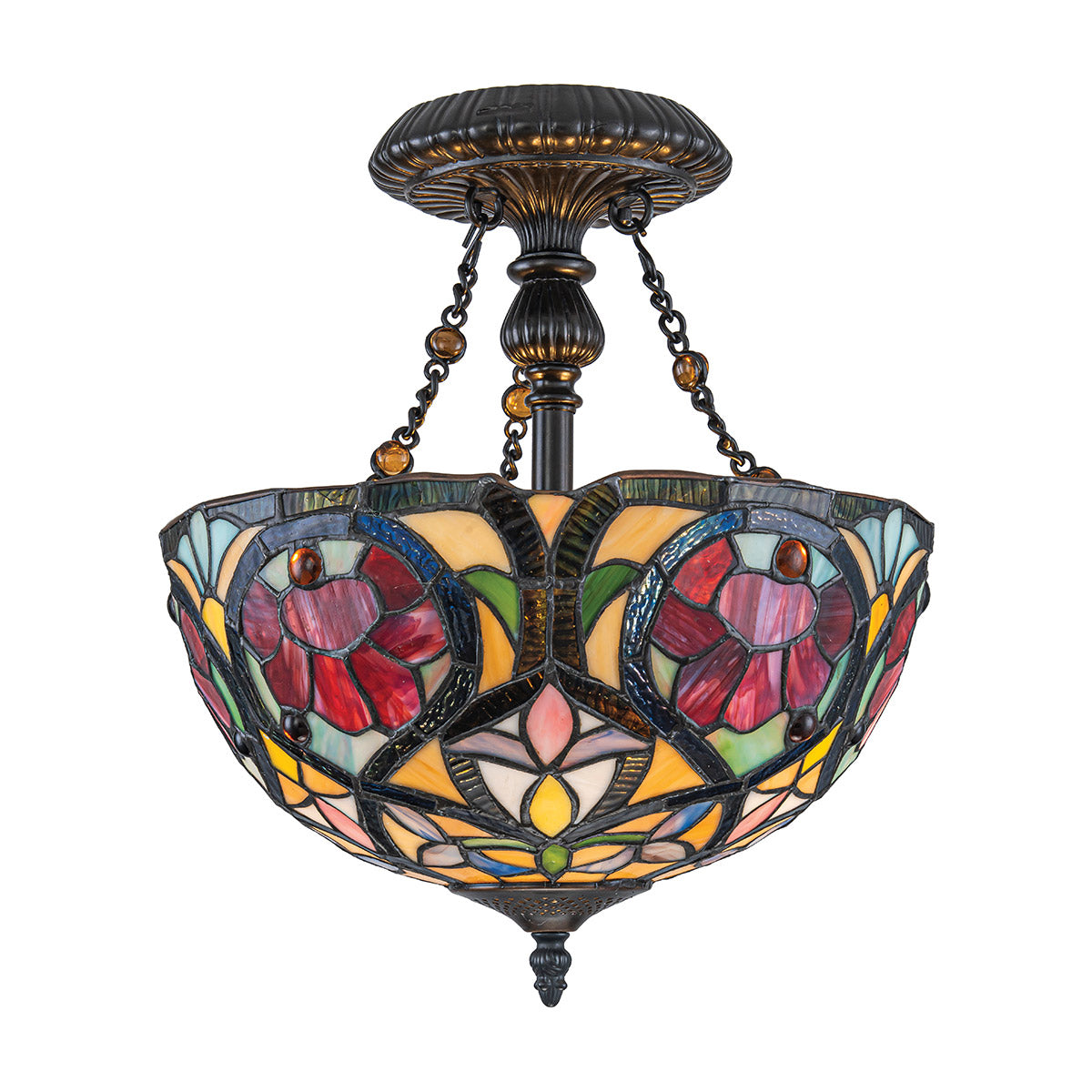 Quoizel Larissa Semi Flush Tiffany Ceiling Light