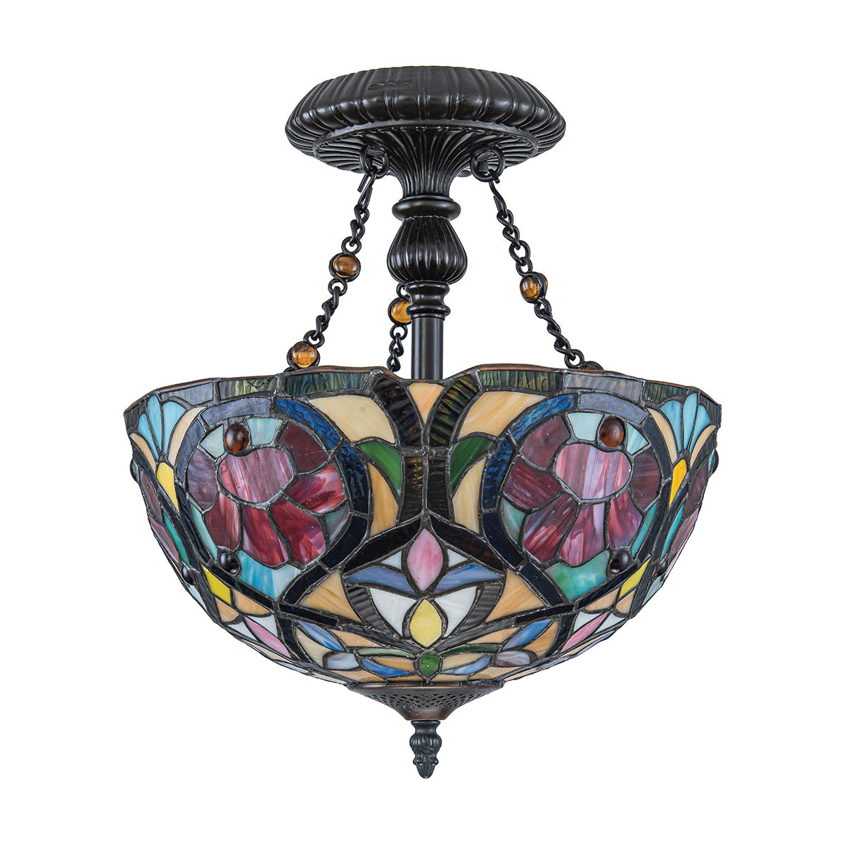 Quoizel Larissa Semi Flush Tiffany Ceiling Light