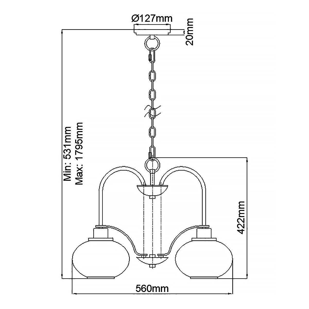 Quoizel Trilogy 3 Light Chandelier - Brushed Nickel