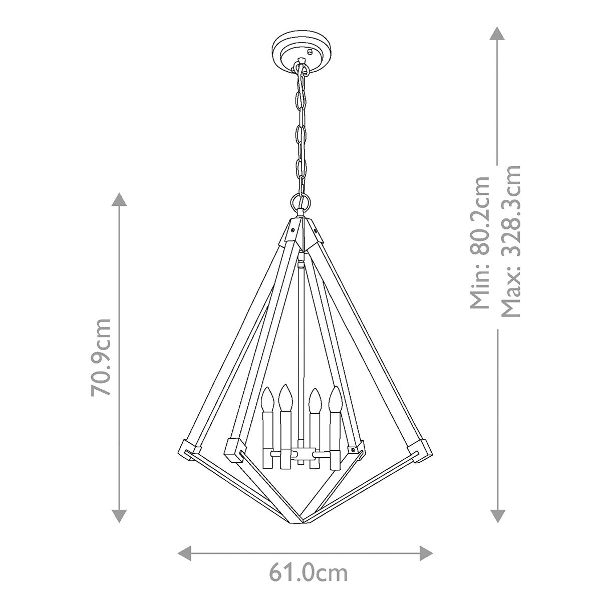 Quoizel View Point 4 Light Chandelier - Weathered Brass — rear view