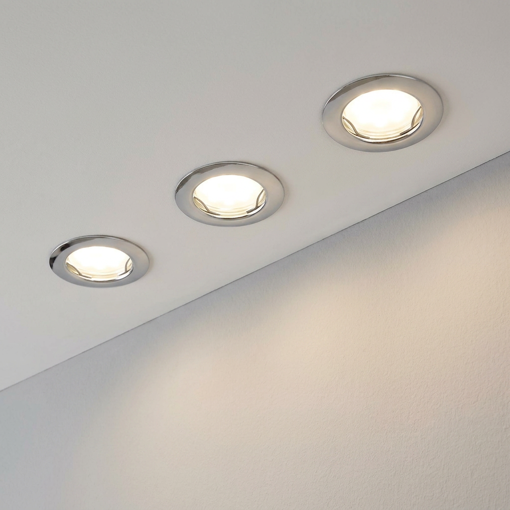 Eglo Peneto Set of 3 Chrome Recessed Downlights - 7.8cm by Eglo Lighting — suits kitchens, living rooms & bedrooms