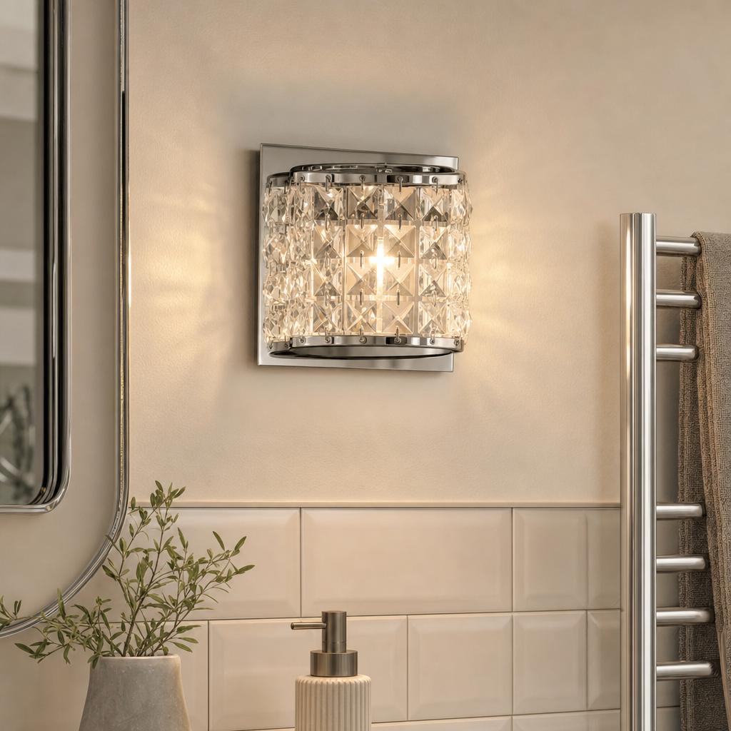 Glamour Chrome 1 Light  Bathroom Wall Light