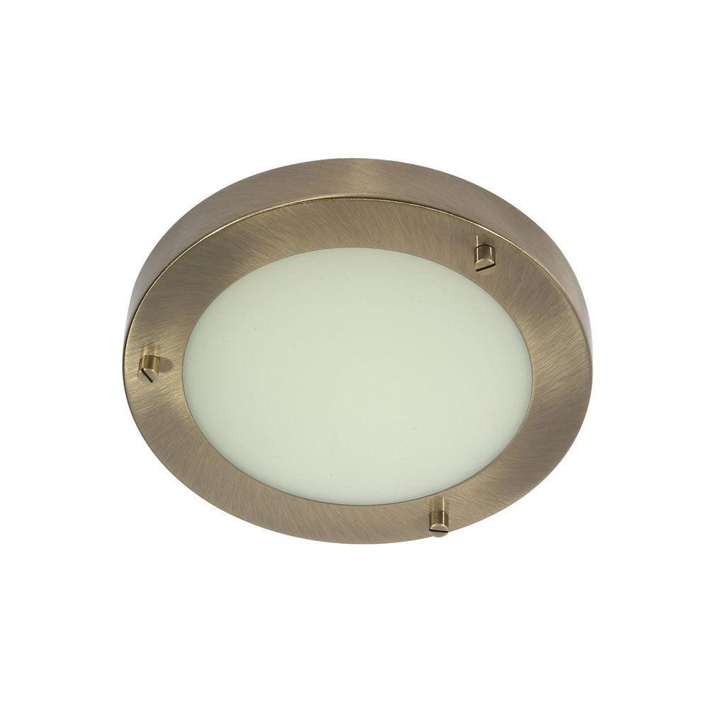 Oaks Rondo Small Flush Antique Brass Bathroom Ceiling Light-warehouse-clearance-220526