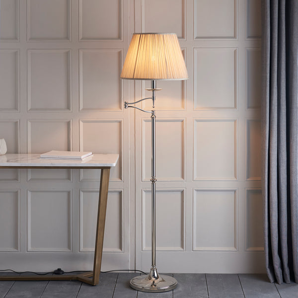 Stanford Polished Nickel Finish Swing Arm Floor Lamp