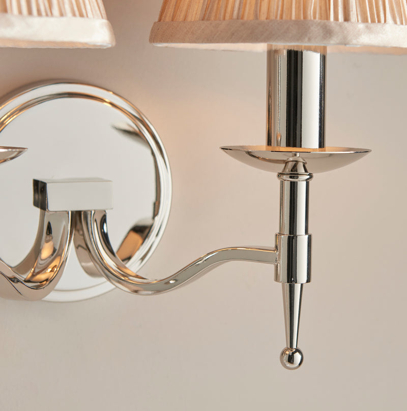 Stanford Chrome Double Wall Light With Beige Shades