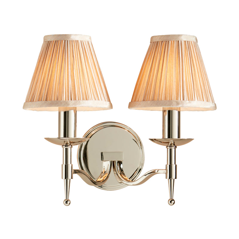 Stanford Chrome Double Wall Light With Beige Shades