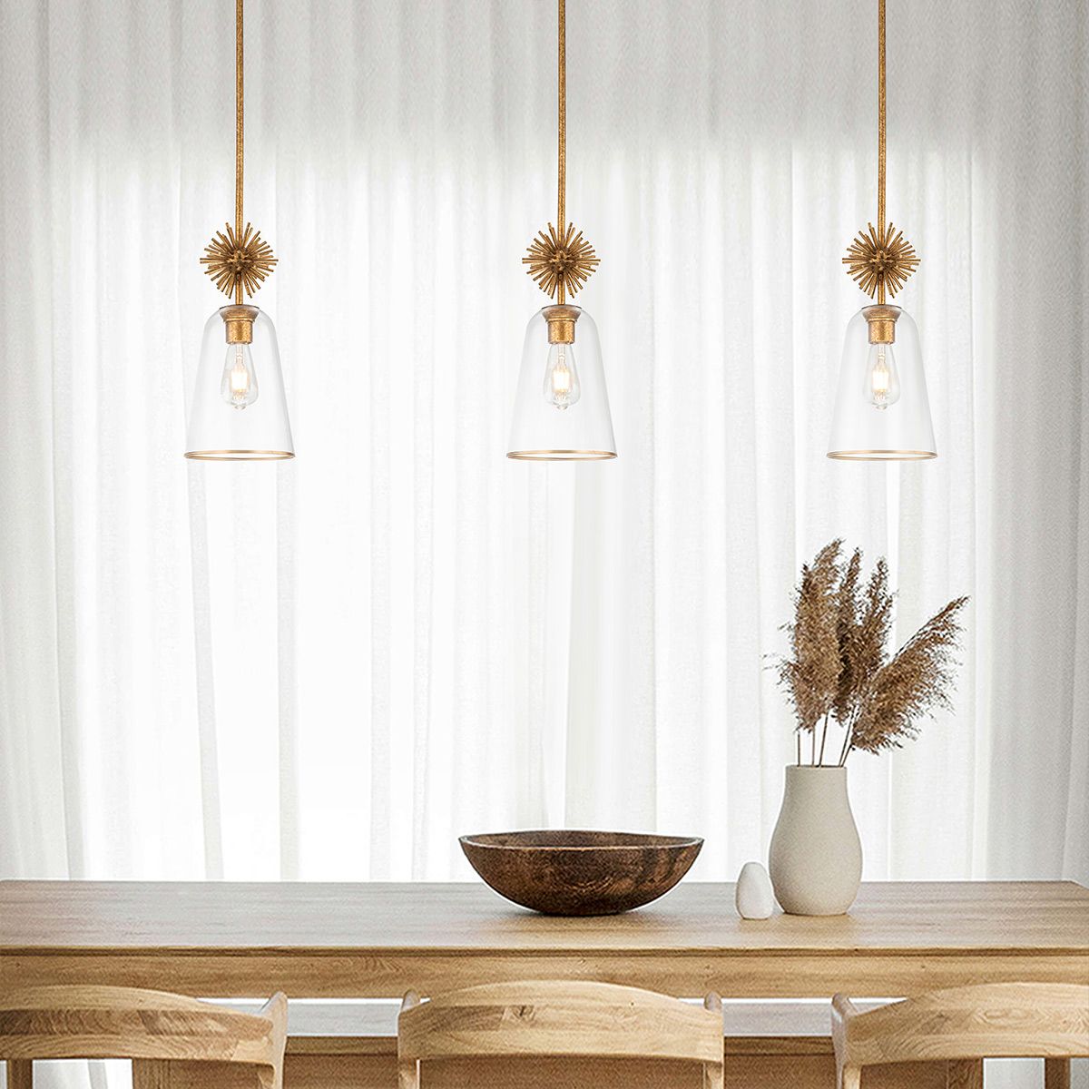 Elstead Staring Gold Pendant with Clear Glass