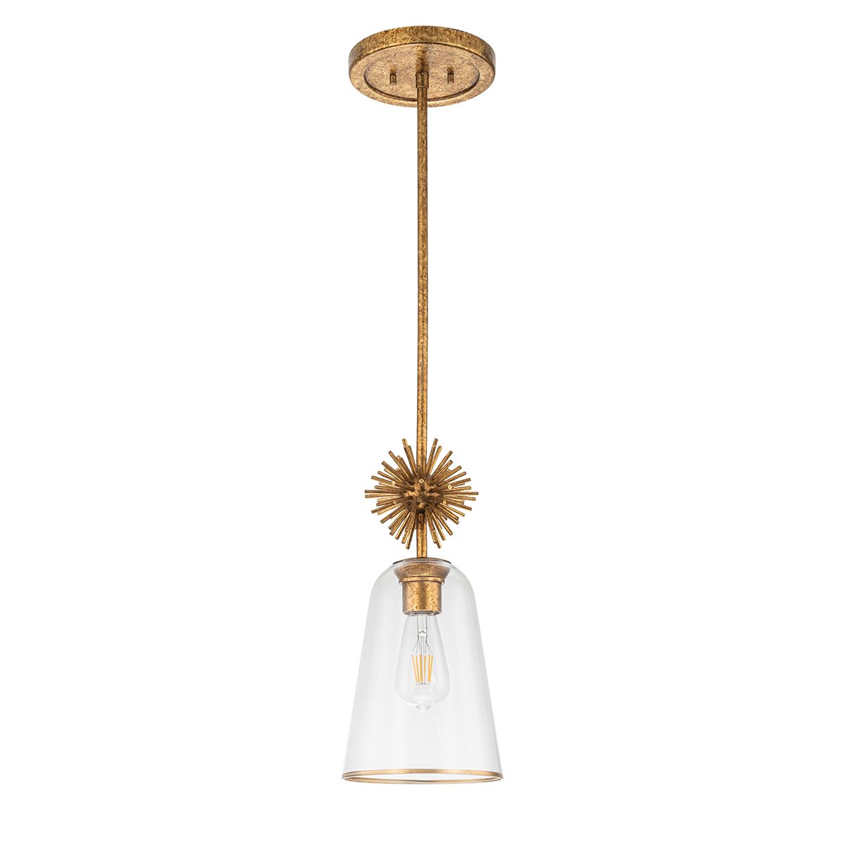 Elstead Staring Gold Pendant with Clear Glass