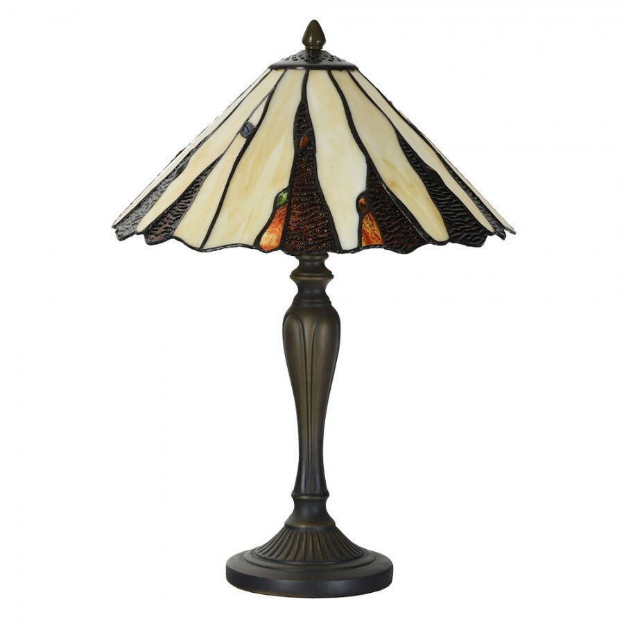 Glengorm Beige and Amber Tiffany Table Lamp - Tiffany Lighting Direct