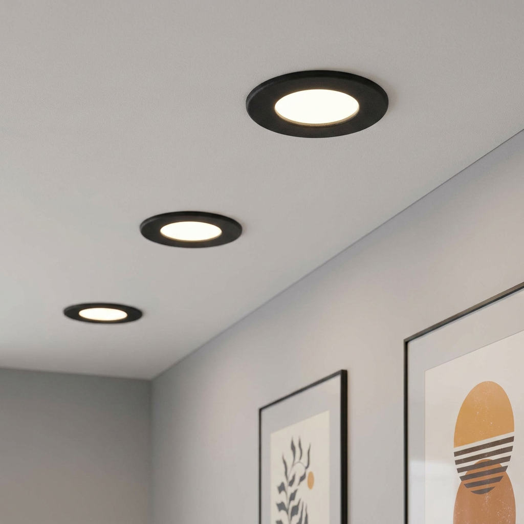 Eglo Fueva 5 Black LED Recessed Ceiling Light - 11.7cm by Eglo Lighting — suits kitchens, living rooms & bedrooms