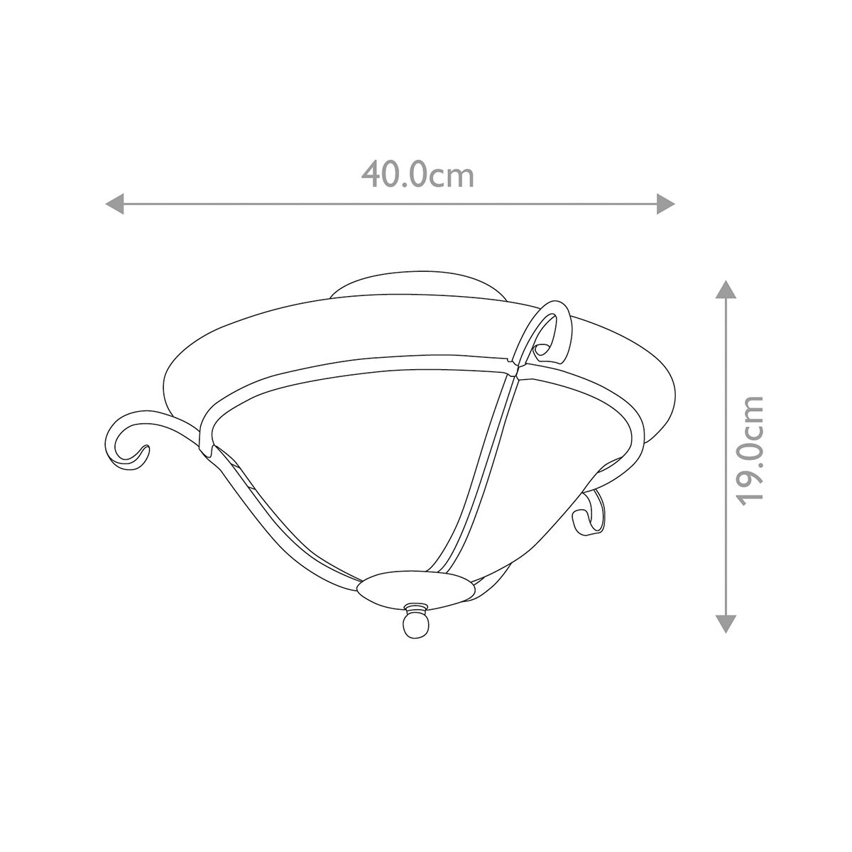 Elstead Torchiere Black Flush Ceiling Light - Opal Glass