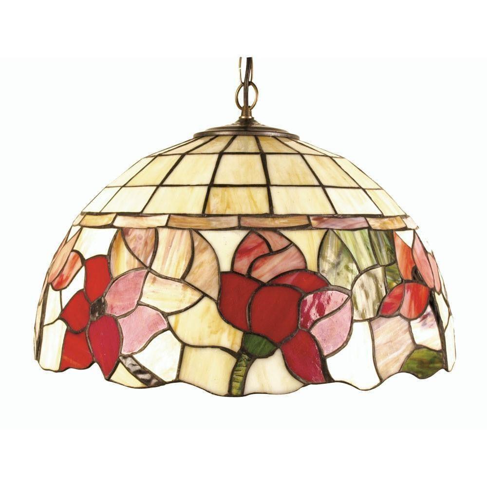 Border Medium Tiffany Ceiling Light - Single Bulb Fitting-cracked-110326