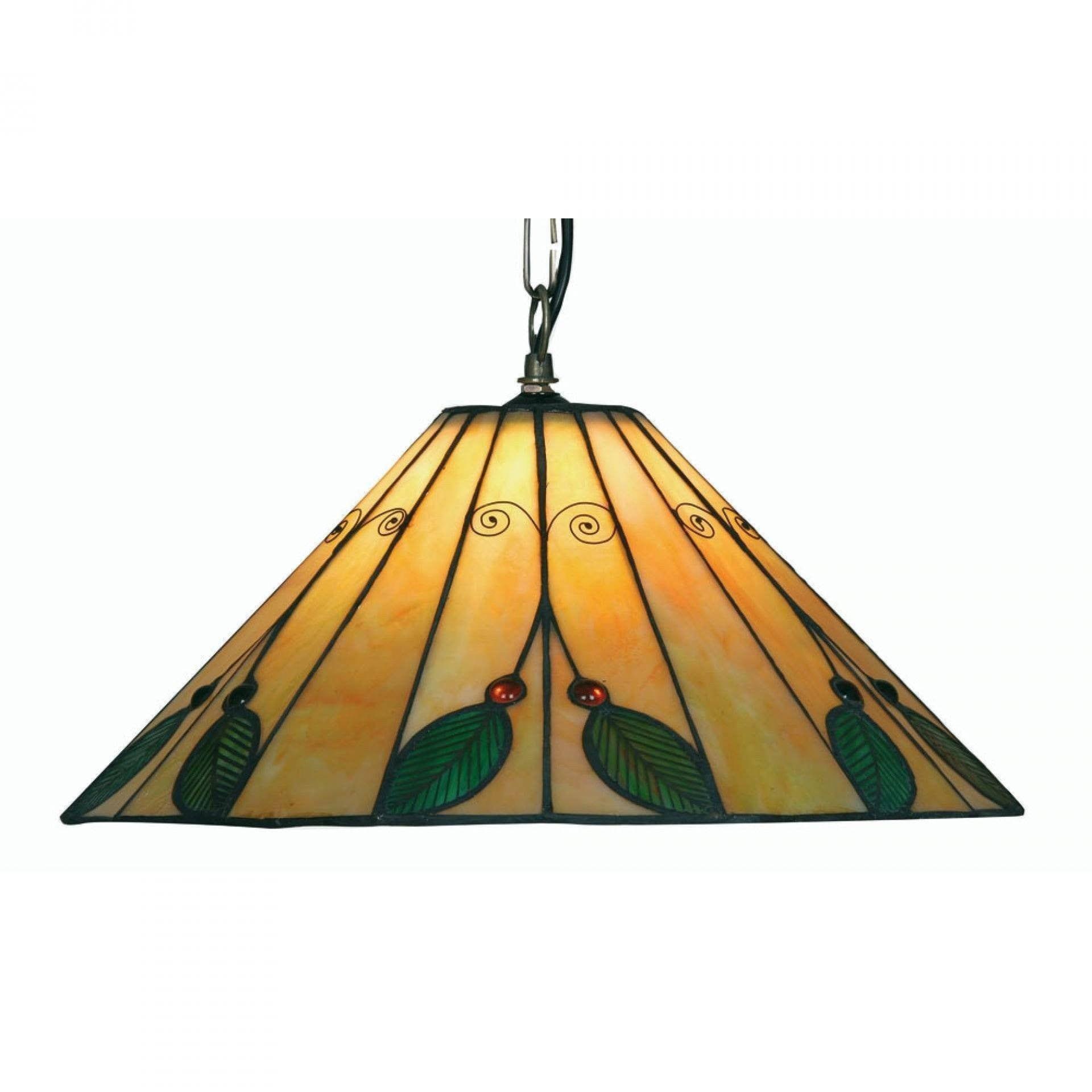 Oaks Leaf Tiffany Ceiling Light - Single Bulb Fitting-WAREHOUSE-40-130226