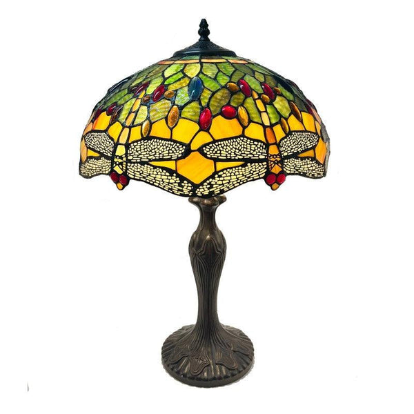 Minster Green & Yellow 16" Dragonfly Tiffany Table Lamp