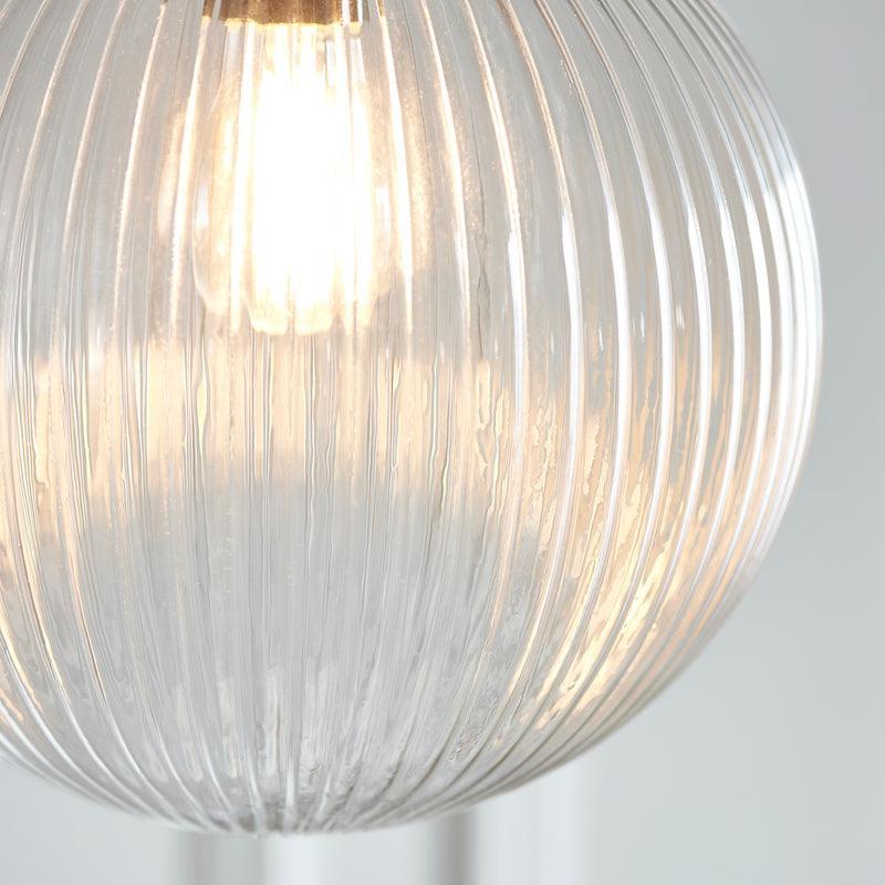 Brydon 1 Light Pendant Ribbed Glass & Antique Brass - 25cm-OPEN-BOX-50-270826