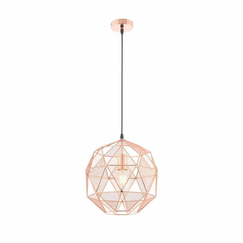 Endon Armour Copper 1 Light Pendant-warehouse-180926