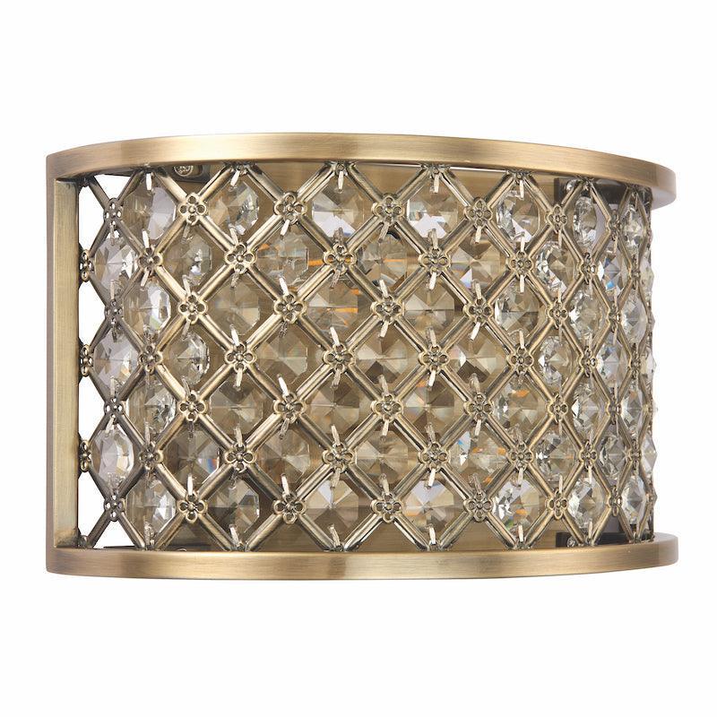 Endon Hudson Antique Brass & Crystal 2 Light Wall Light-OPEN-BOX-50-040626