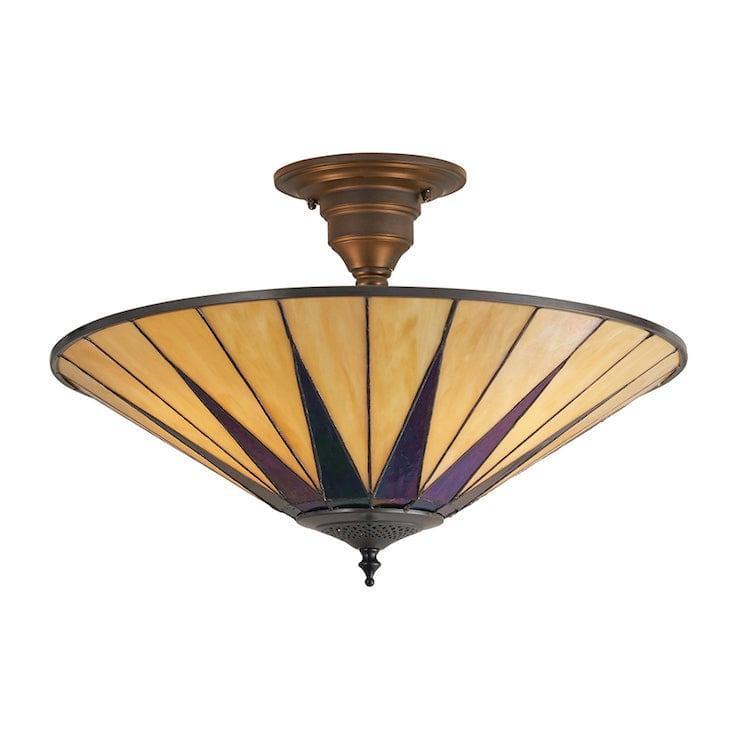 Interiors 1900 Dark Star Semi Flush Tiffany Ceiling Light - Open Box-100326