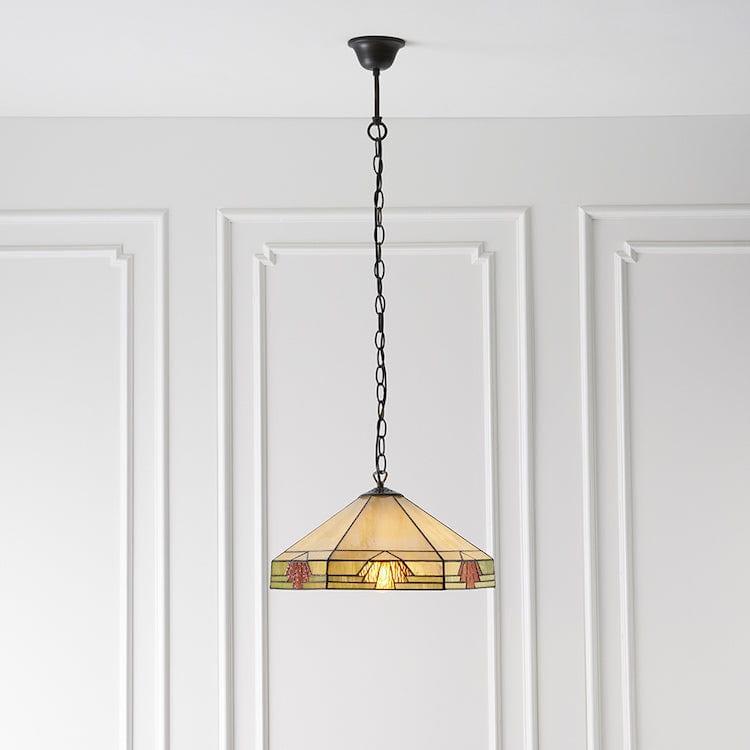 Nevada Medium Tiffany Ceiling Light - 1 Bulb Fitting-cracked-110326