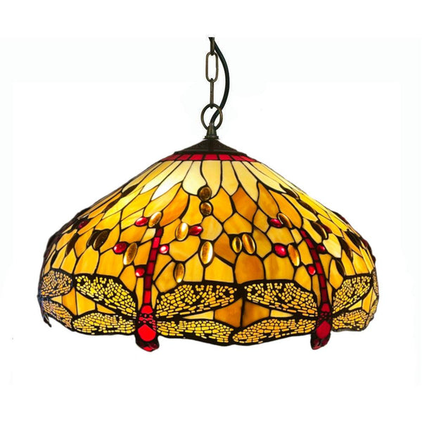 Golden Dragonfly Large Tiffany Ceiling Light