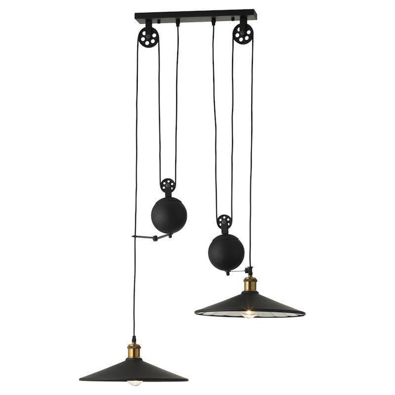 Bulan Black Rise & Fall Double Ceiling Light-OB-180926
